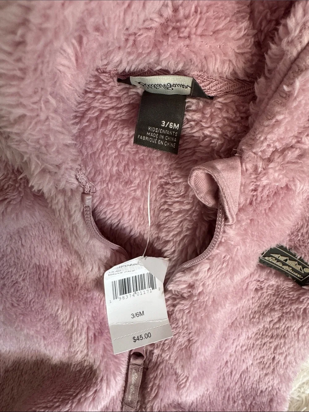 Eddie Bauer Plush Infant Hooded One-Piece in Dusty Rose